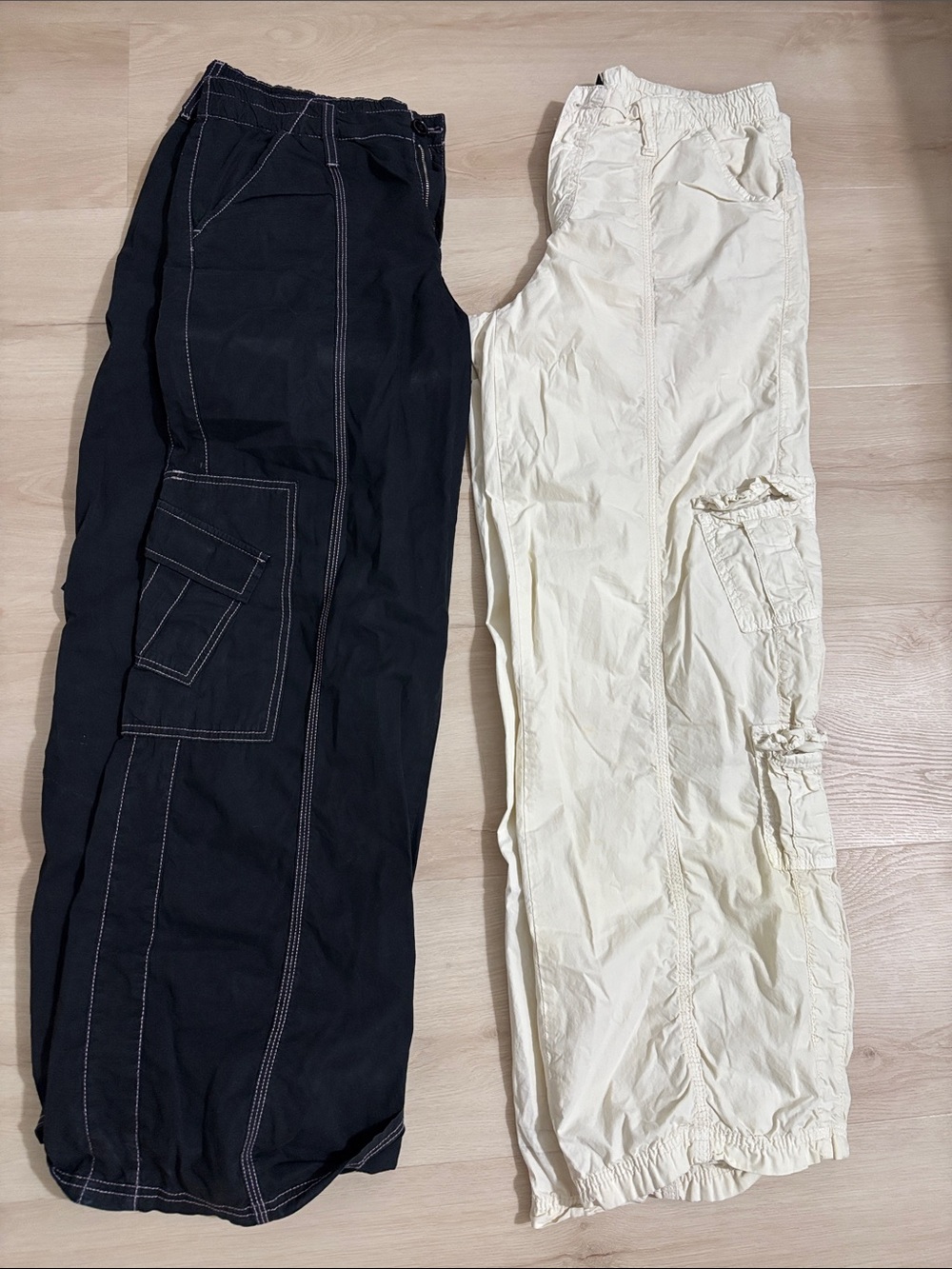 BDG  Y2K  Black and Cream Cargo-Style pants Pair lightweight L utility relaxed